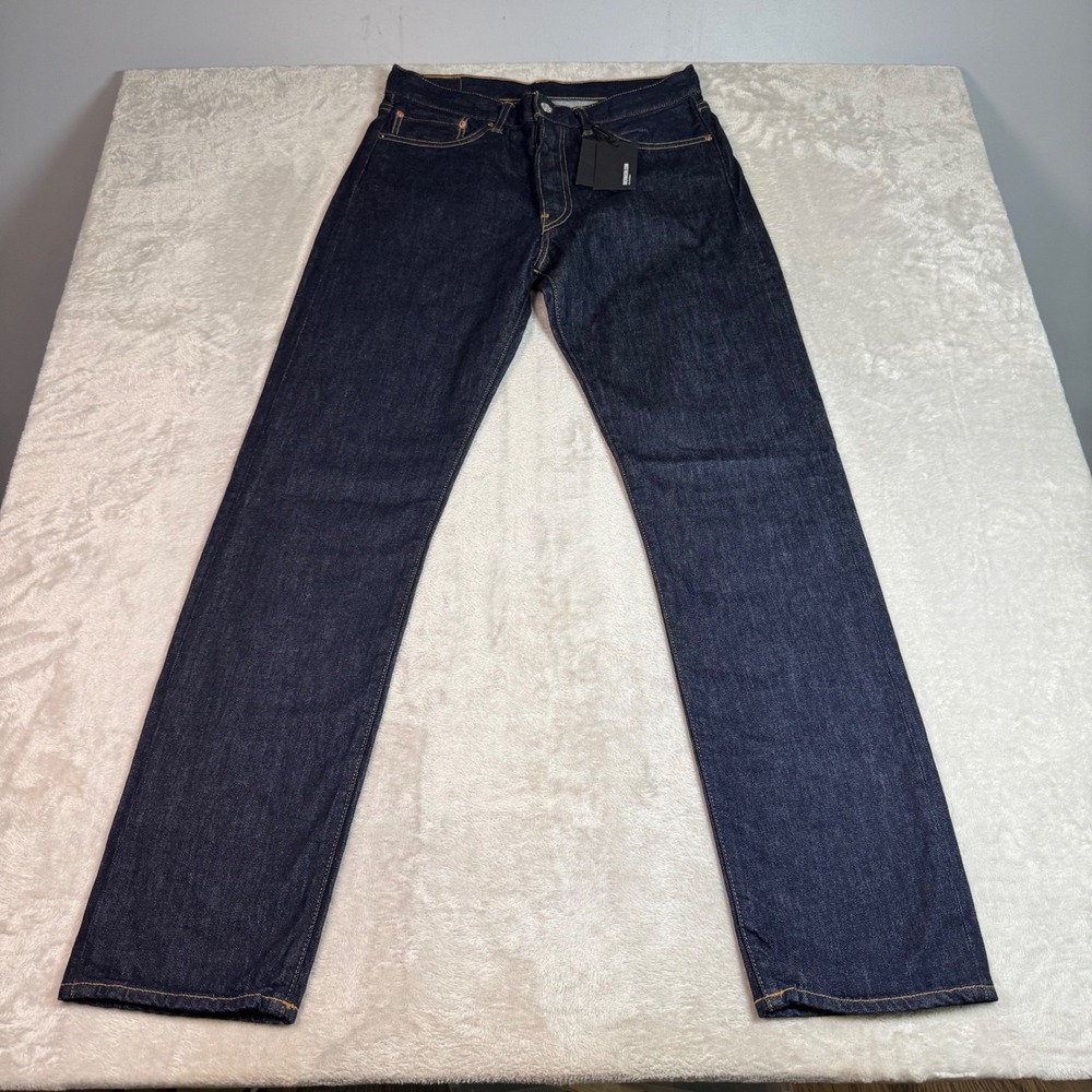 NWT $148 Buck Mason Mens Ford Standard Japanese Denim Jeans 31x34 Dark Wash